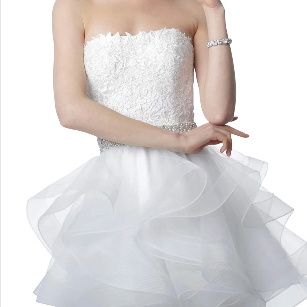 Jovani JVN3099 White Strapless Cocktail Dress 12 - Picture 3 of 3